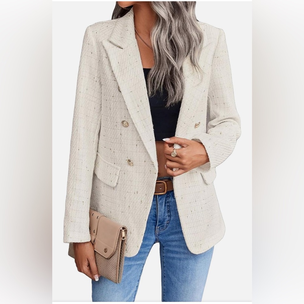 Mina Self Tweed Plaid Blazer Size S